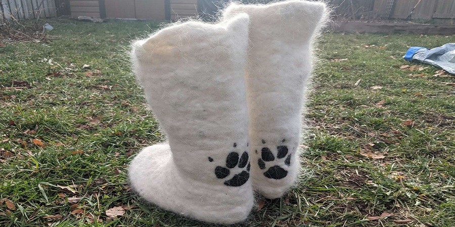 Dog Mom Makes Boots from Dog's Shed Fur