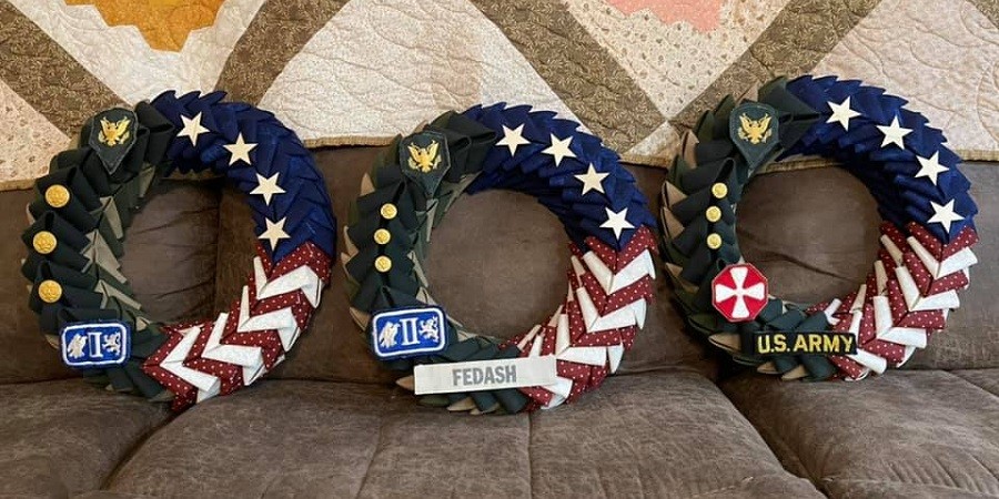 Staff Sergeant Repurposes Old Military Uniforms into Patriotic Wreaths
