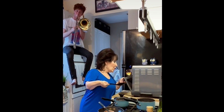 Teen Pranks Mom With Trombone Sound Effects