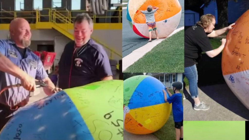 Giant beach ball rolling around is Wisconsin town’s newest source of