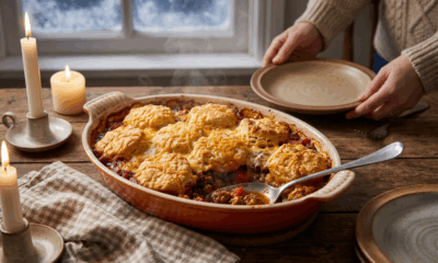Cheddar Biscuit Beef Casserole Delivers Cozy Comfort