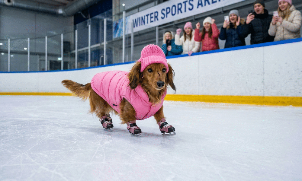 Ice-Skating Dachshund Delights Post-Olympics