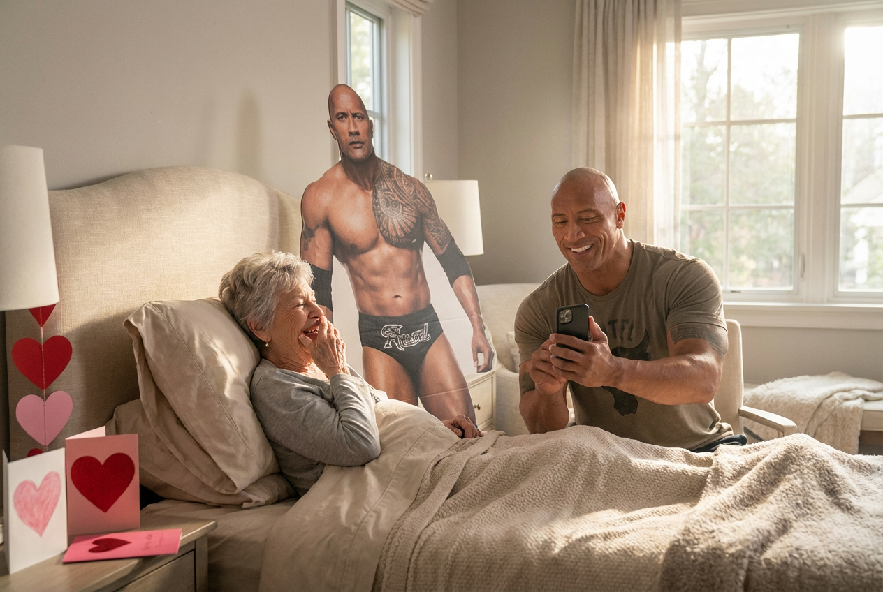 Granny’s Sweet Message Makes The Rock Blush