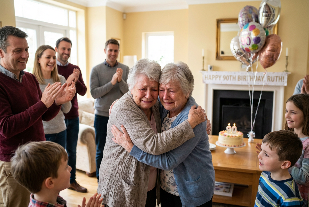 Sisters Reunite in Tears at 90th Birthday