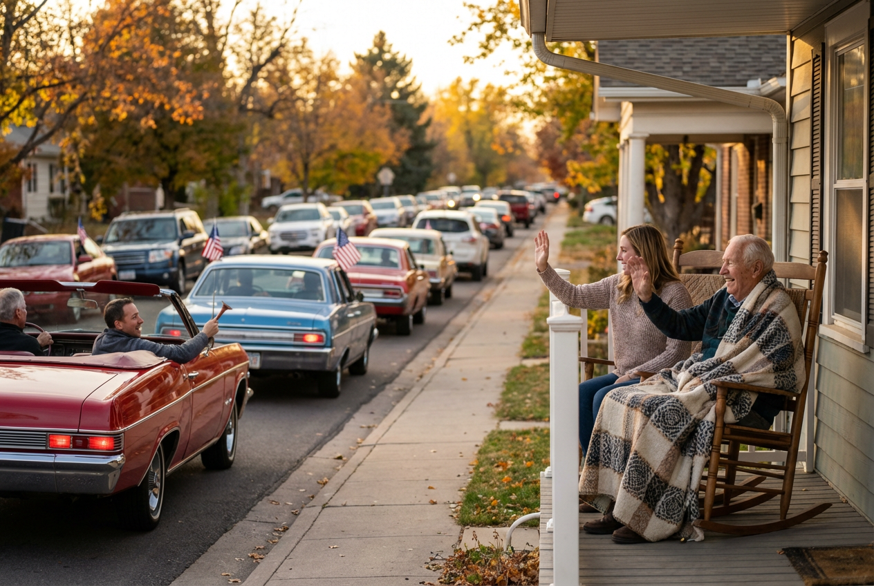Strangers Parade Vintage Cars for Beloved Fan