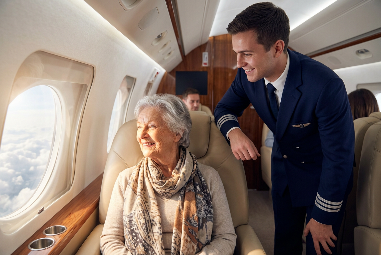 Grandmother Enjoys First Flight Flown by Grandson