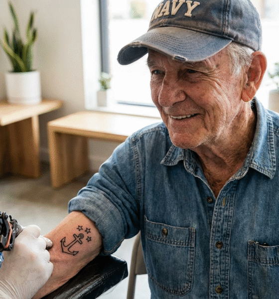 Navy Veteran Kenny Celebrates with First Tattoo