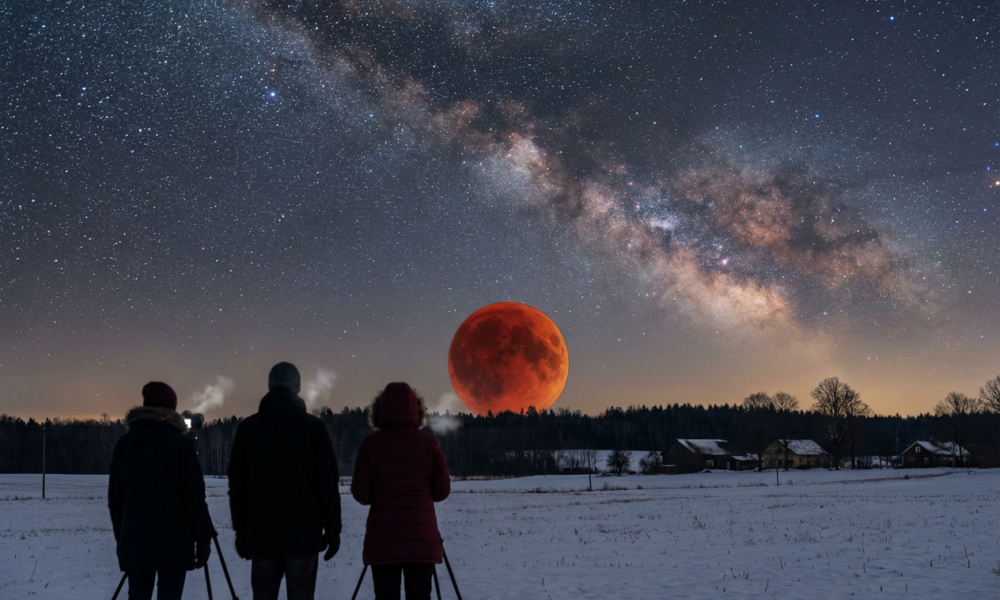 Stunning Blood Moon Eclipse Illuminates March 3
