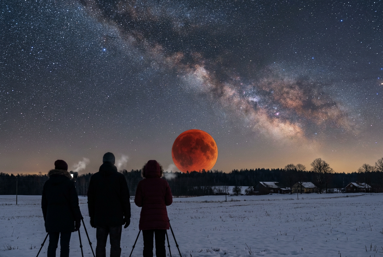 Stunning Blood Moon Eclipse Illuminates March 3