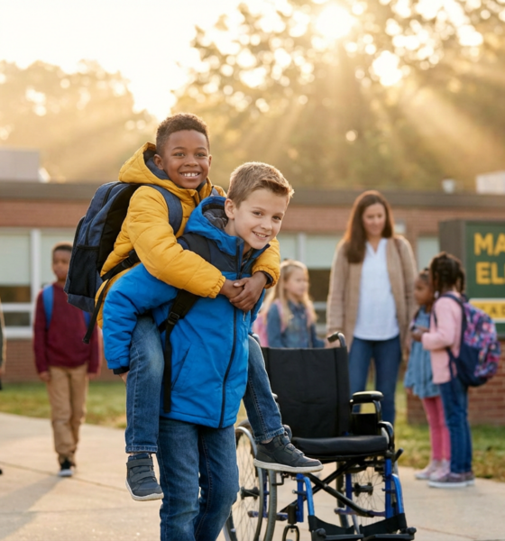 Boy Carries Best Friend to School Six Years