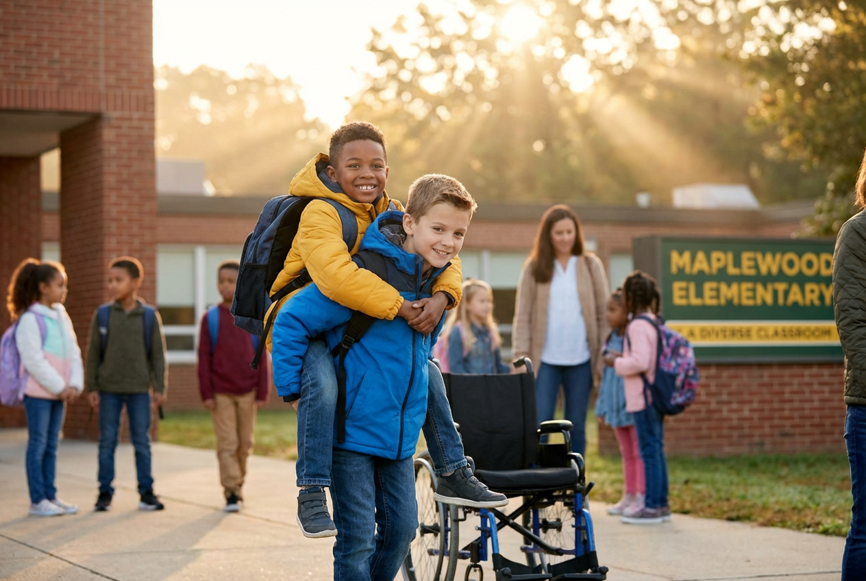 Boy Carries Best Friend to School Six Years