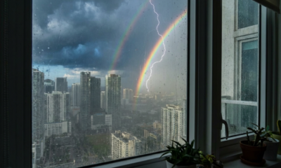Lightning Strikes Through a Double Rainbow in Miami—Instant Mood Boost