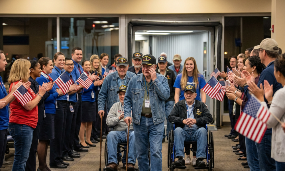 Airline Employees Spark Emotional Surge at Veteran's Flighting Honor Landing