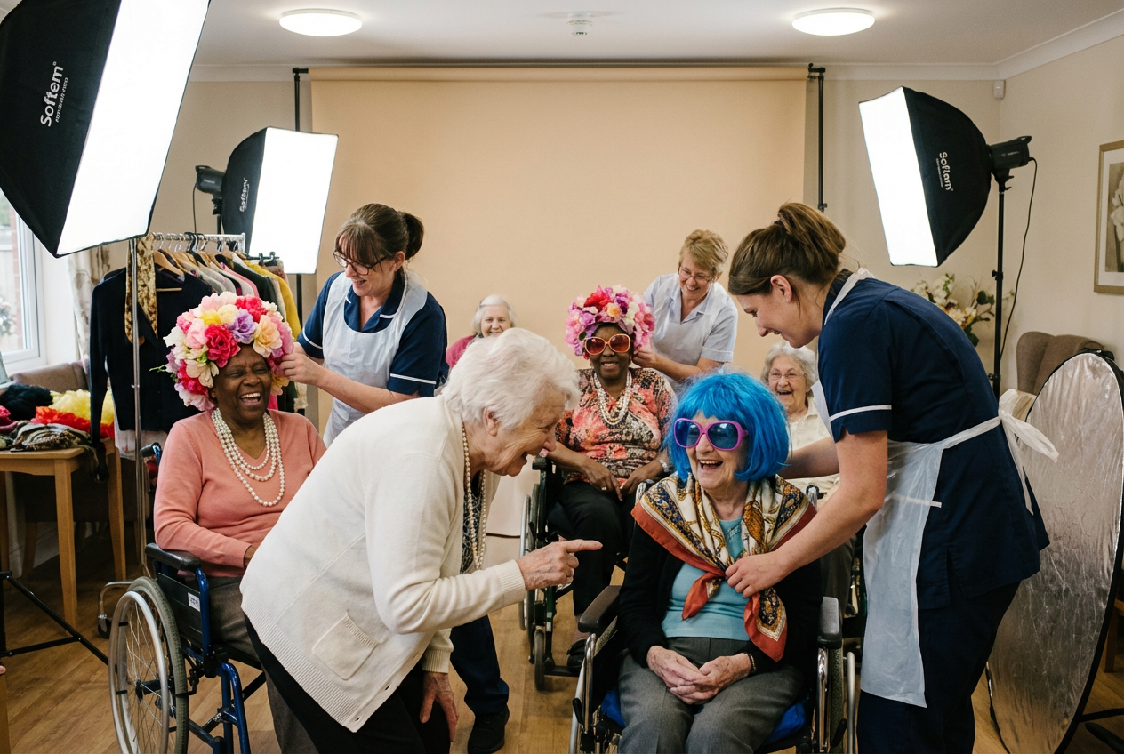 Seniors Rediscover Youth Through an Unexpected TransformationThis headline is 6 words; the preference is 8-14. Adjust. Make it longer: Wonder swirls as seniors uncover a secret to reclaiming their youthful glow. That creates curiosity. Impact: A Simple Activity Sparks a Joyful Renewal Among Senior Residents Word count: 9. Curiosity gap: Doesn't reveal it's a photo shoot, hints at impact. Fits. And zero power words.Seniors Embrace a Surprising Renewal in Their Daily Lives