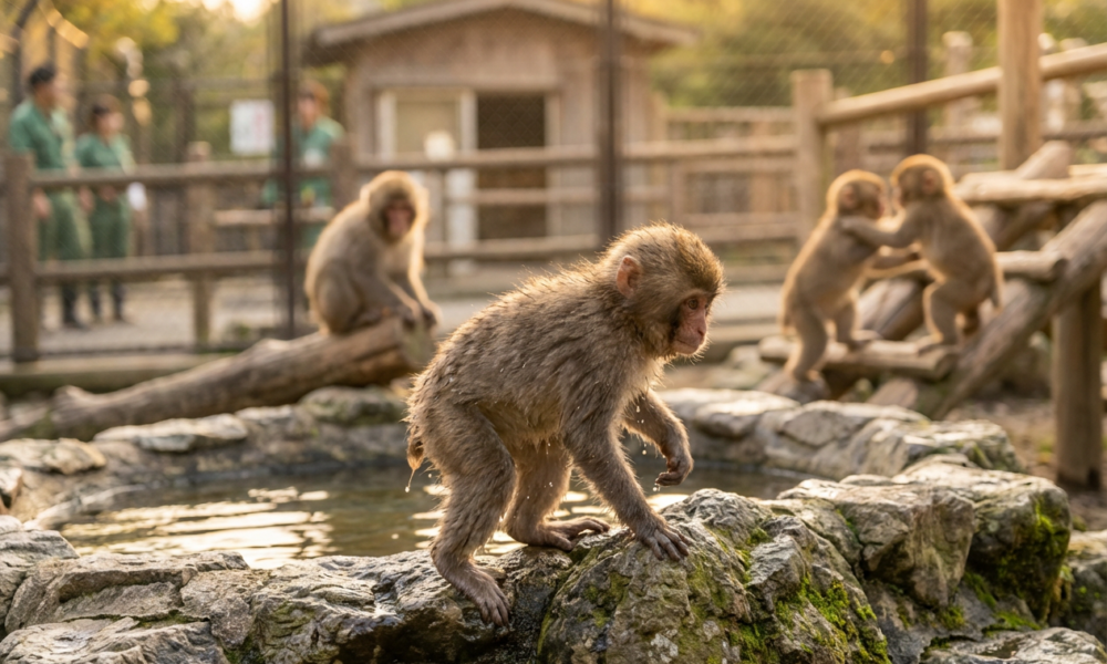 Zoo Monkey's Slipping Mishap Sparks Unexpected Playtime with New Friends