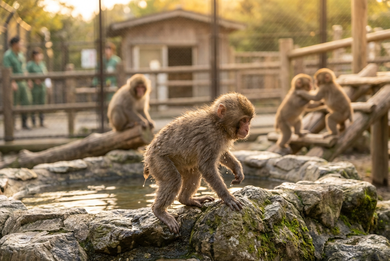 Zoo Monkey's Slipping Mishap Sparks Unexpected Playtime with New Friends