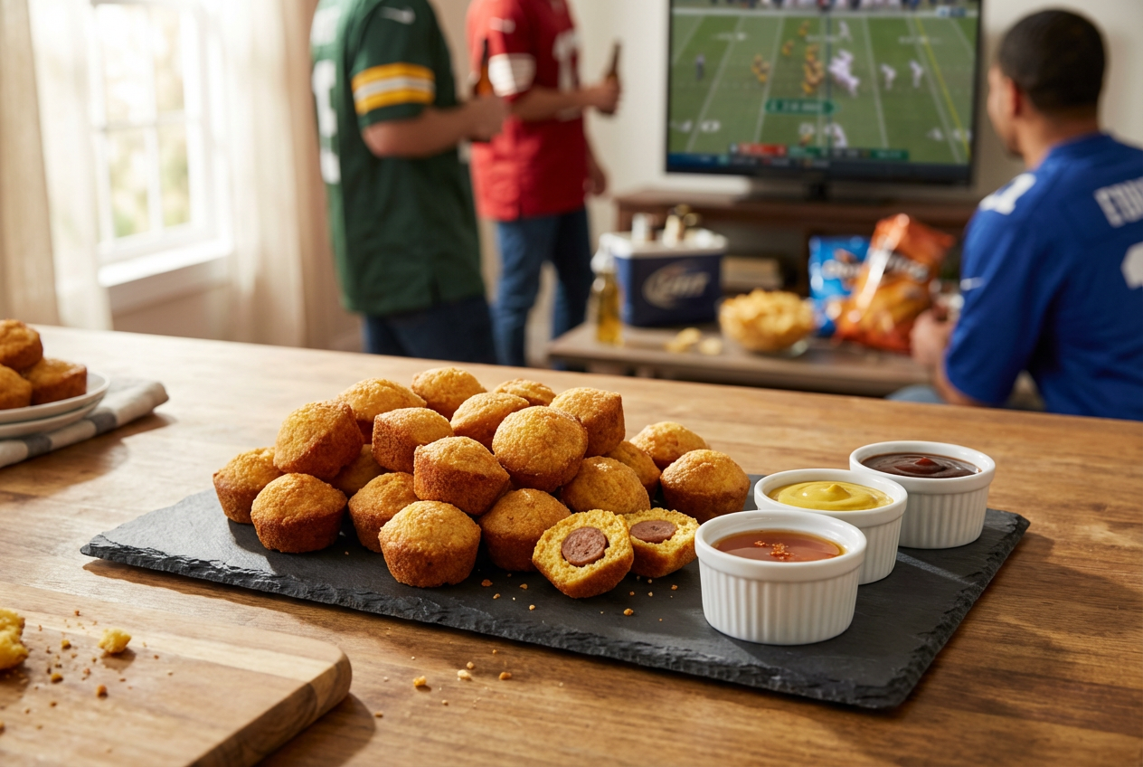 Bite-Sized Muffins Capture Nostalgic Corn Dog Joy for Easy Snacking