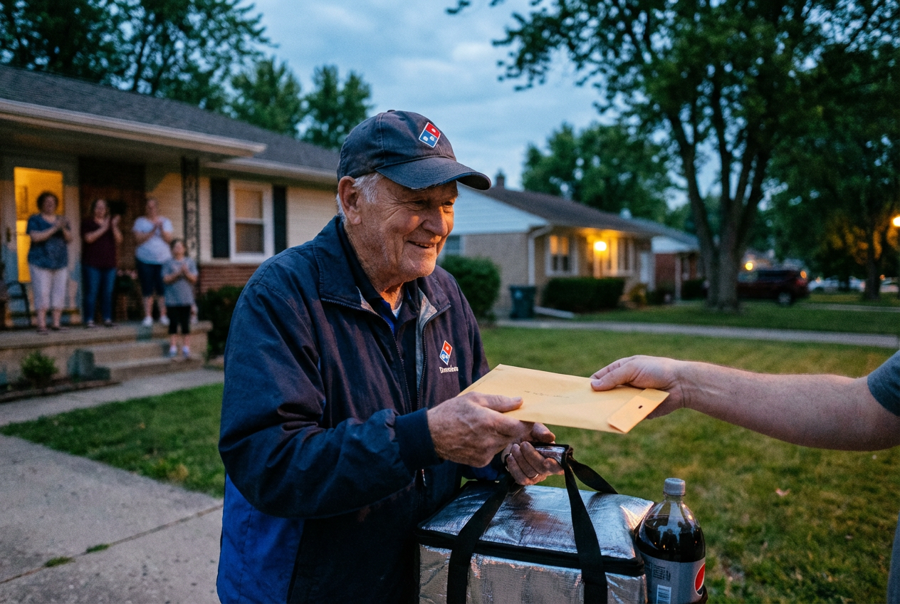 This Heartwarming Random Act of Kindness Turned One Pizza Run Into a Wholesome Retirement Miracle You'll Want to Celebrate