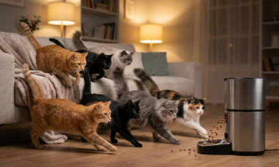 A Simple Sound Sparks Chaos Among Eight Feline Adorables in This Home