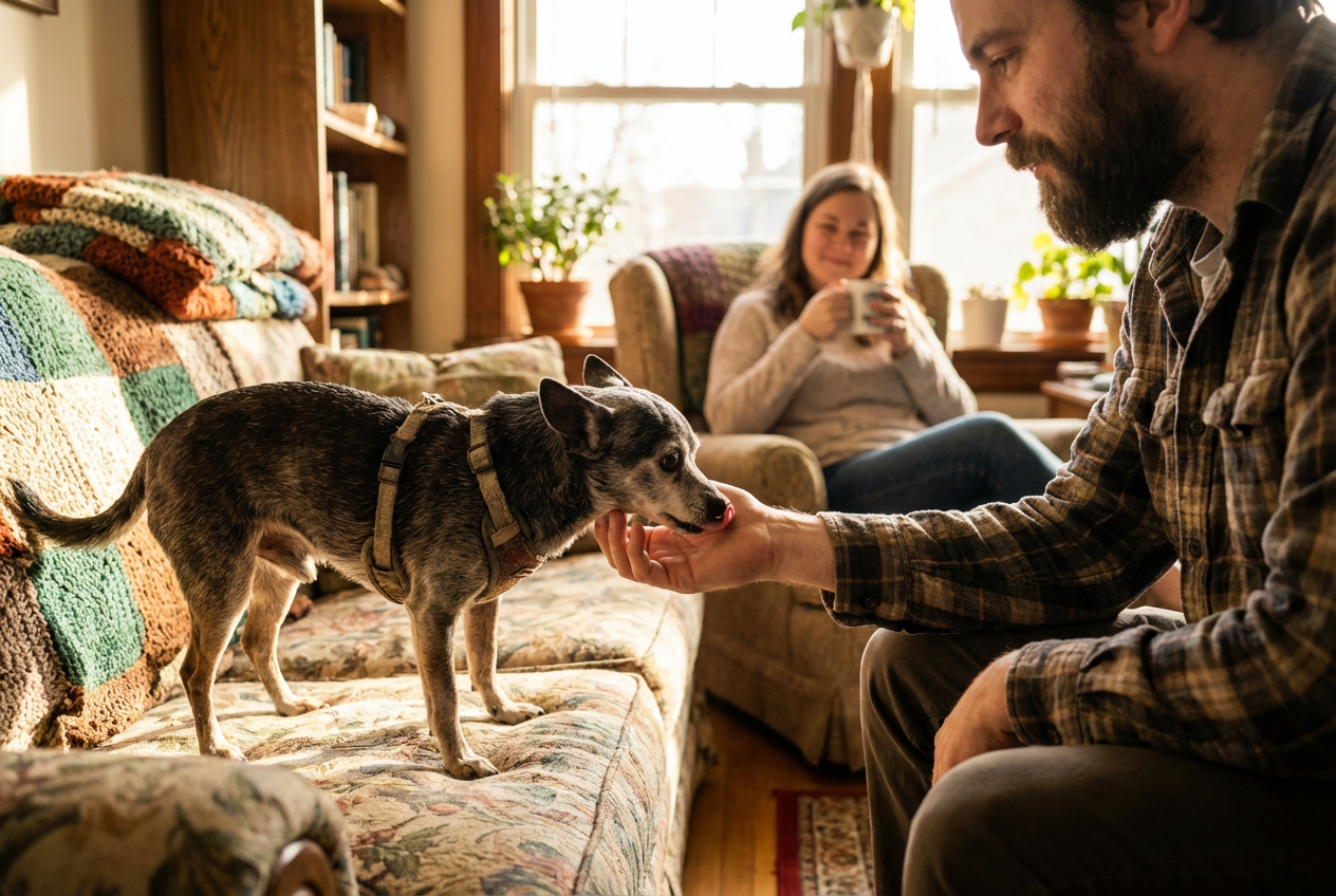 A Senior Chihuahua's Fearful Heart Begins to Warm Towards a Stranger