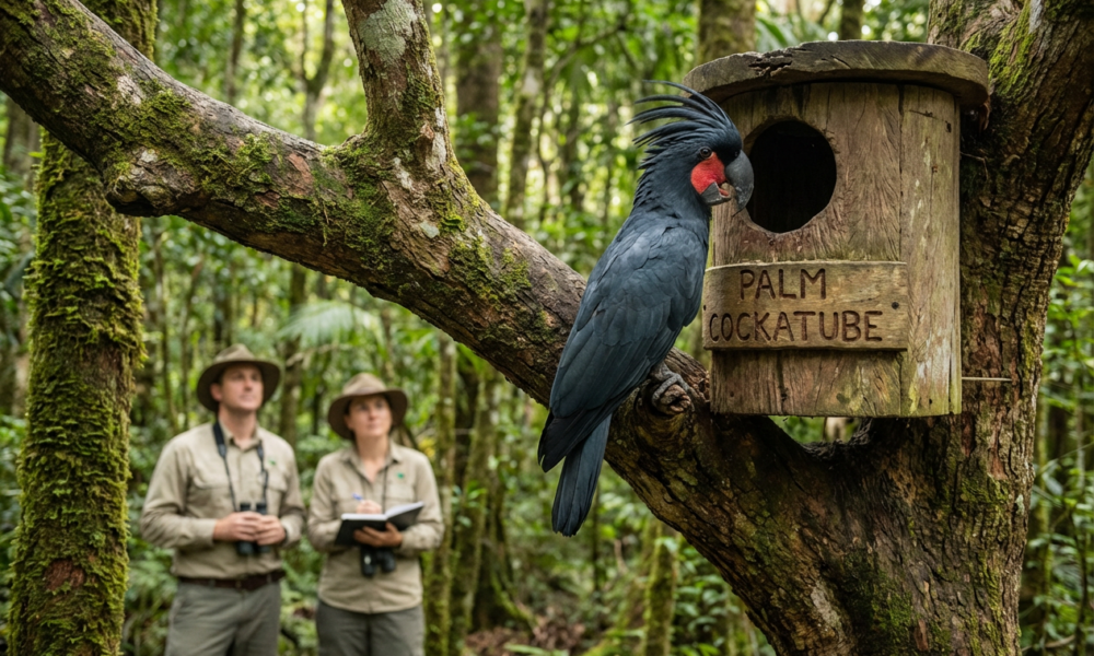 Scientists Unlock a Game-Changing Habit for Endangered Palm Cockatoos