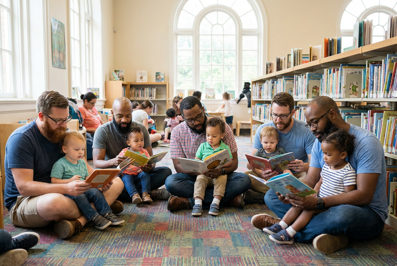 Atlanta Dads Redefine Library Visits as Heartwarming Fatherhood Rituals