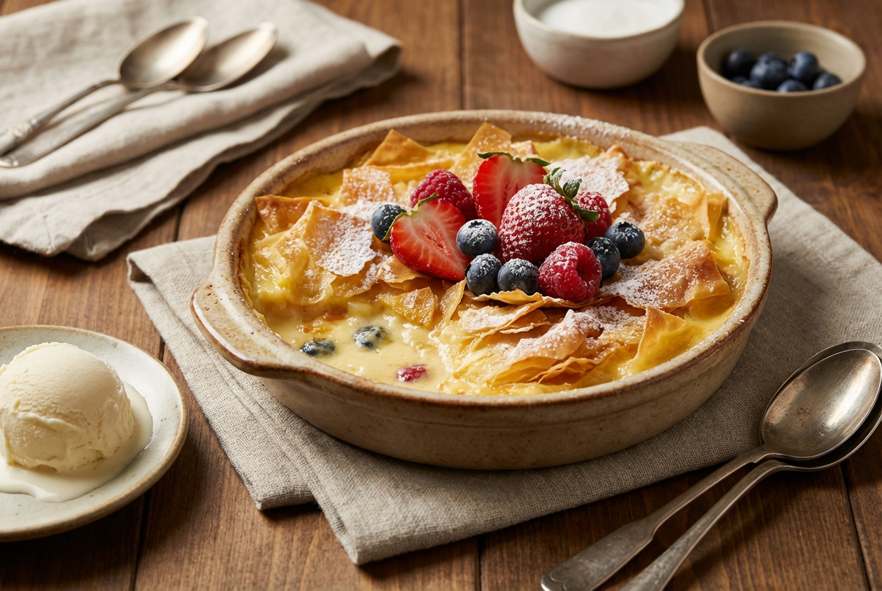 A Chef's Twist Turns Classic Bread Pudding Low-Carb and Seasonal