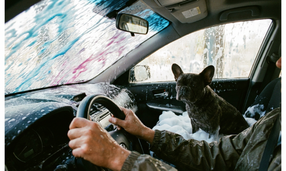 A Pet's Hilarious Mishap Drowns a Car Wash in Laughter and Suds