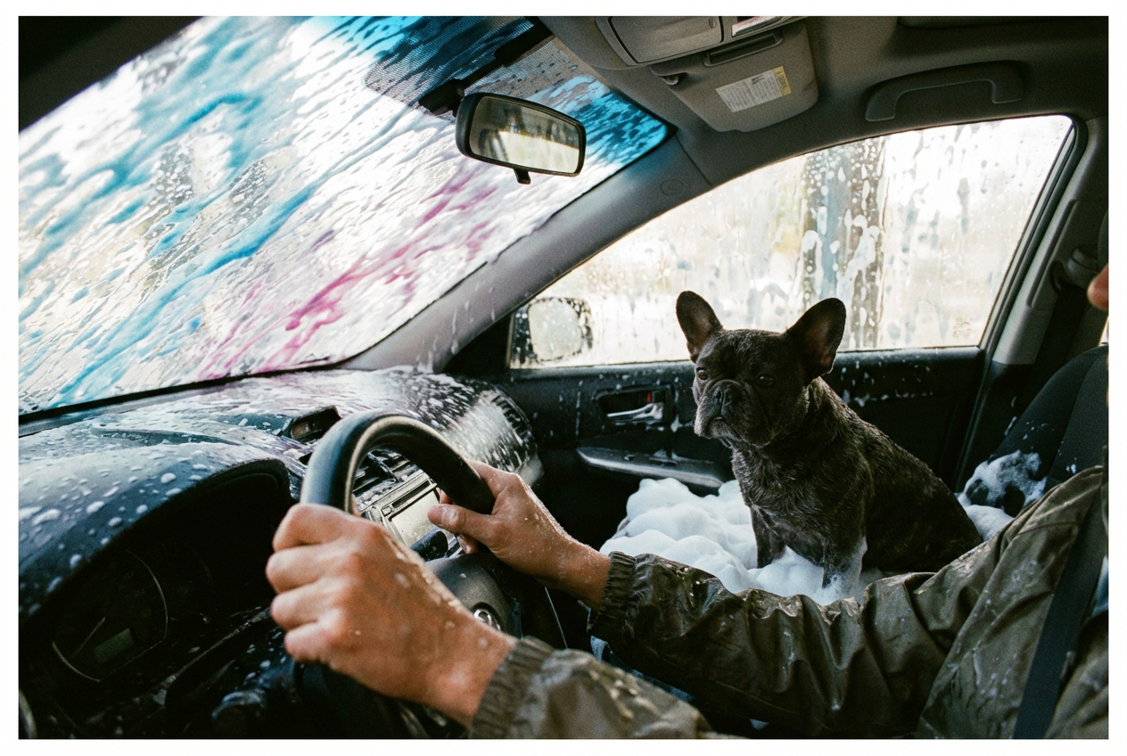 A Pet's Hilarious Mishap Drowns a Car Wash in Laughter and Suds